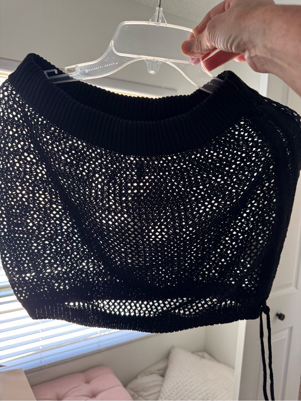 Mango Black Open-Weave Swim Coverup